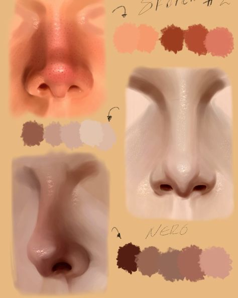 Skin Color Reference, Metal Drawing Tutorial, Nose Digital Art, How To Shade Skin, Puppet Reference, Art Reference Drawing, Skin Shading, Digital Art Inspiration, Face Coloring