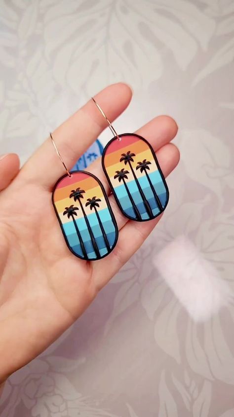 Boho Palm Tree, Resin Polymer Clay, Tool Gifts, Gift Card Balance, Boho Summer, Summer Look, Christmas Shopping, Polymer Clay Earrings, Palm Tree