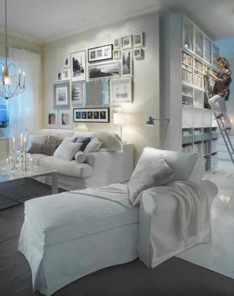 Family Room ideas 6 Ikea Deco, Ikea Ektorp, Ikea Living Room, Sala Grande, White Living, White Rooms, Design Del Prodotto, Family Room Design, White Furniture