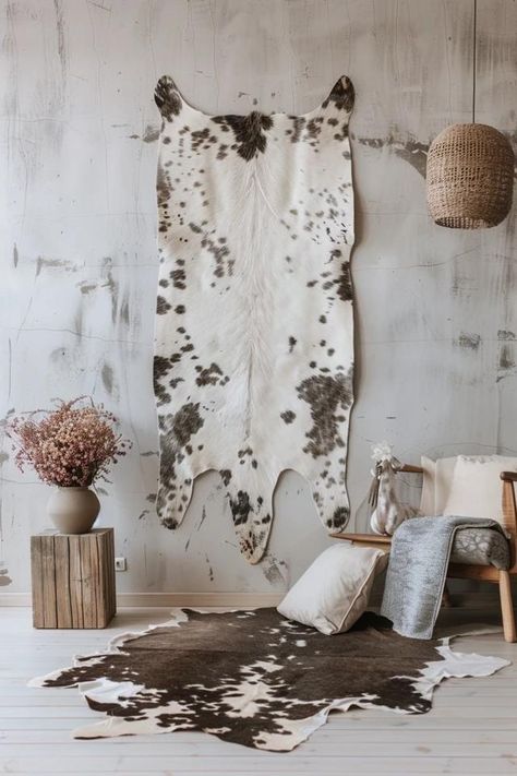 How To Hang A Cowhide Rug On Wall: Unique Decor Hanging Cowhide On Wall, How To Hang A Cowhide On The Wall, Cow Hide Rug On Wall, Cow Rug On Wall, Cowhide Rug On Wall, Cow Hide Wall Decor Ideas, Cowhide Wall Decor, Cowhide On Wall Ideas, Rug On Wall