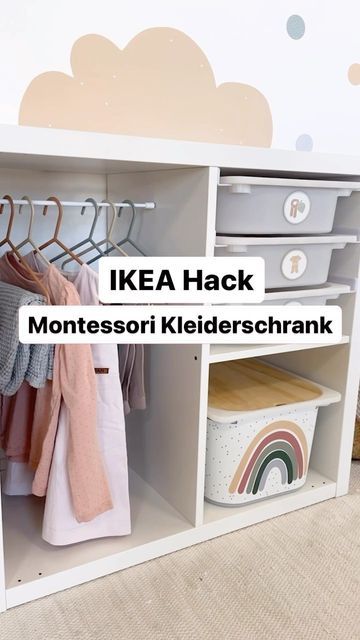 Diy Montessori Wardrobe, Kallax Kids Room, Ikea Baby Room, Ikea Montessori, Diy Kallax, Ikea Hack Kids, Ikea Baby, Billy Ikea, Ikea Inspiration