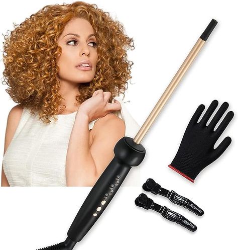 10s Fast Heating This small hair curlers has a precise temperature control, fast heating in 10 seconds,Its temperature ranges from 150 ° C (302 ° F) to 230 ° C (446 ° F), Makeing sure different hair are suitable for different temperatures.This hair curler is especially great for a quick styling on rush mornings. Small Wand Curls, Small Curling Iron, Hot Tools Curling Iron, Hair Waver Iron, Hot Tools Curling Irons, Hair Curler Wand, Hair Curling Wand, Cowboy Copper Hair, Wand Curling Iron