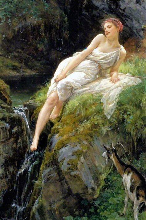 Wood Nymph, Pre Raphaelite Art, Wood Nymphs, Rennaissance Art, Water Nymphs, Academic Art, Greek Mythology Art, Mythology Art, Fairytale Art