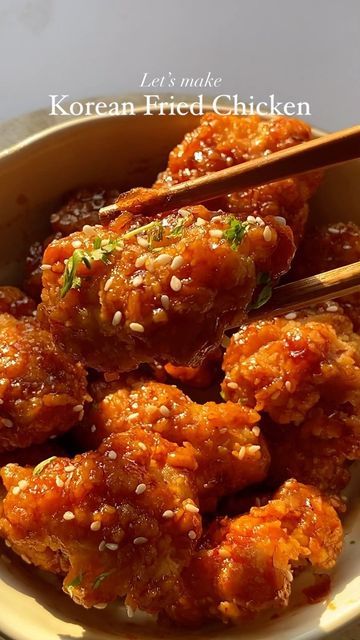 Korean Honey Garlic Chicken, Gochujang Recipe, Chicken Tips, Marinate Chicken, Instagram Korean, Korean Fried Chicken, Spring Onions, Honey Garlic Chicken, Fool Proof