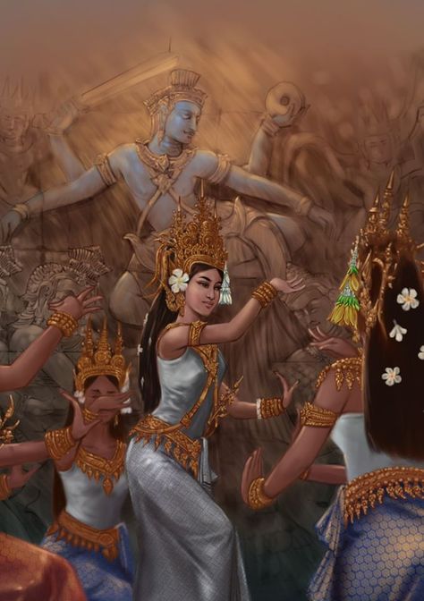 Southeast Asian Art, Khmer Culture, Lotus Flower Pictures, Cambodian Art, Southeast Asian Arts, Indian Art Gallery, Asian History, Hinduism Art, Anime Cover Photo