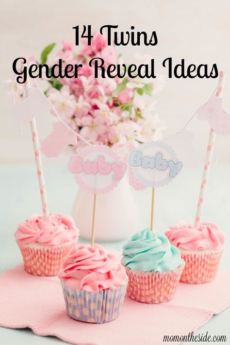 Celebrate becoming a mom of twins with an exciting gender reveal! Need help? Check out these 14 Twins Gender Reveal Ideas via @momontheside Twin Gender Reveal Ideas, Twin Gender Reveal, Raising Twins, Newborn Sleep Schedule, Boy Girl Twins, Expecting Twins, Newborn Hacks, Baby Massage, Twin Mom