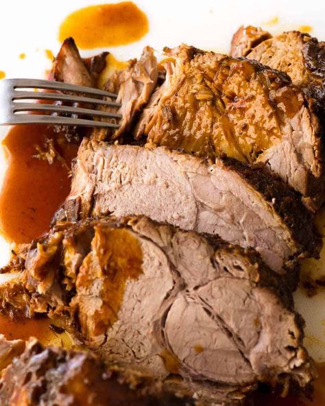 Slices of Slow Cooker Pork Loin Roast with Honey Butter sauce Slow Cooker Pork Loin Roast, Honey Butter Sauce, Christmas Crockpot Recipes, Slow Roast Pork, Roast Pork Loin, Crockpot Pork Loin, Slow Cooker Pork Loin, Slow Cooker Pork Roast, Pot Roast Crock Pot Recipes