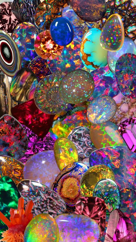 Pretty Gems in a variety of colors #gems #vibes #geology #crystals #pretty #rock #love  #opal Geology Wallpaper, Gems Background, Opal Wallpaper, Gem Wallpaper, Gem Aesthetic, Gems Aesthetic, Crystal Wallpaper, Crystal Background, Gem Collection