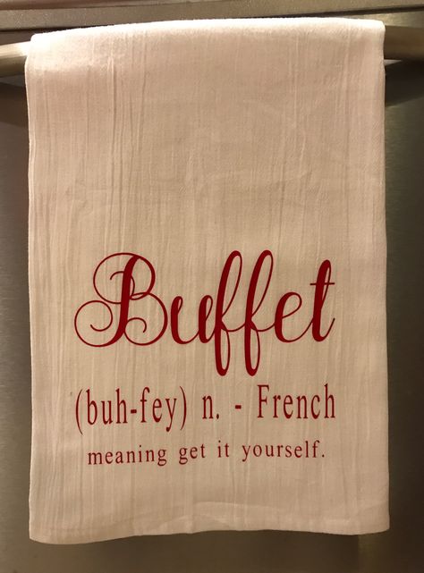 Custom Tea Towels. Order your personalized towel at Boardman Printing. Visit Facebook/BoardmanPrinting Printed Kitchen Towels, Tea Towel Quotes, Tea Towels Cricut, Tea Towel Sayings, Towel Sayings, Tea Towels Crafts, Towel Ideas, Tea Towels Diy, Funny Tea Towels