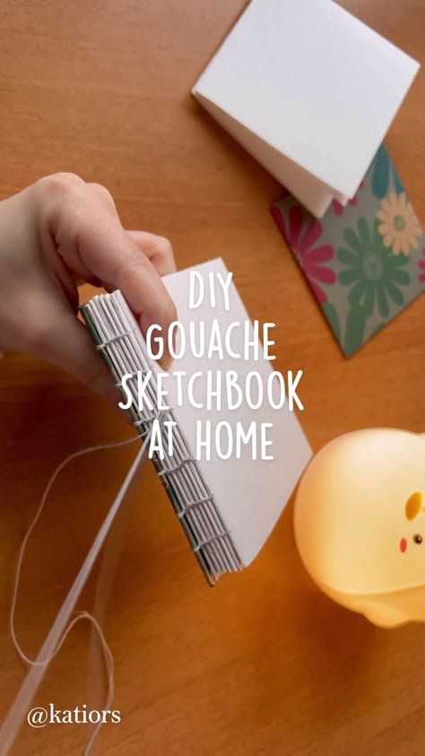 DIY Gouache Sketchbook, bookbinding, handmade sketchbook, kati ors Created by @katiorsart Gouache Sketchbook, Homemade Journal, Anime Crafts Diy, Handmade Journals Diy, Handmade Sketchbook, Bookbinding Tutorial, Journals Diy, Make A Book, Books Diy