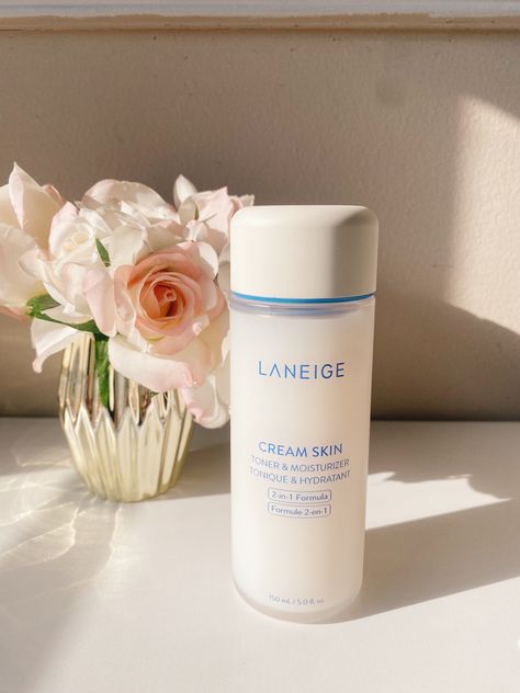 It’s a 2-in-1 product that preps and smooths like a toner and hydrates like a moisturizer. It’s a milky textured toner that leaves the skin feeling so soft and plump! #laneige #creamskintoner #skincare #skincareroutine #skincarelover Laneige Milk Toner, Toner Laneige, Milky Toner, Laneige Toner, Laneige Cream Skin Refiner, Laneige Cream Skin Toner & Moisturizer, Korean Hydrating Toner, Skin Care Pictures, Moisturizing Toner