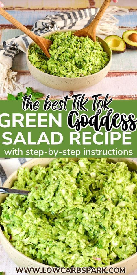 Learn to create the best Green Goddess Salad with our easy and delicious recipe. Made from fresh, easy-to-find ingredients, this salad is not only visually stunning but also bursting with incredible flavors. It's a great addition to your collection of healthy and vegan salads. Goddess Salad Recipe, Green Goddess Salad Recipe, Goddess Dressing Recipe, Green Goddess Salad, Salad Recipes Low Carb, Goddess Salad, Green Salad Recipes, Low Carb Salad, Best Salad Recipes