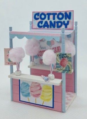 Cotton Candy Stand, Candy Stand, Hot Dog Stand, Candy Pop, Doll Diy, 3d Craft, Mini Mini, Lemonade Stand, Candy Shop