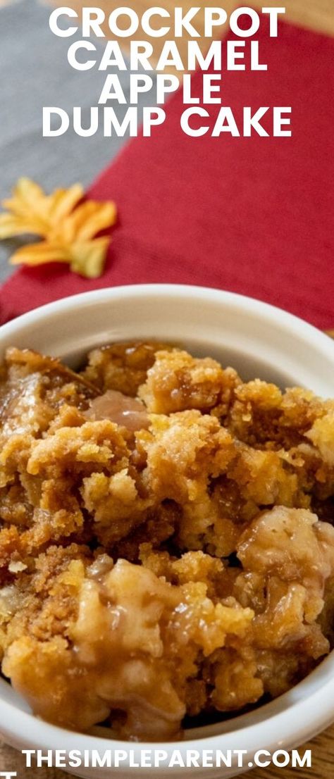 Crockpot Caramel Apple, Dump Cake Crockpot, Crockpot Caramel, Crockpot Cake, Apple Dump Cake Recipe, Apple Dump Cake, Caramel Apple Dump Cake, Dump Cake Recipe, Crockpot Dessert Recipes