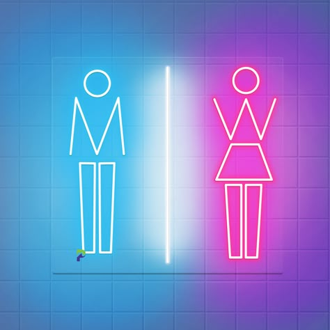 Men Women Neon Toilet Sign Led Light For Bathroom Upgrade your bathroom signage with our sleek and modern Men Women Neon Toilet Sign LED Light – the perfect addition to guide guests to the appropriate facilities. Featuring a blue silhouette figure for men and an orange silhouette figure for women, these gender-specific signs ensure clear direction. The letter "M" below the blue figure and "W" below the orange figure unmistakably indicate the designated gender for each restroom. Commonly known as restroom or toilet signs, these neon-lit indicators serve the essential purpose of guiding individuals to the appropriate facilities with style and clarity. Elevate your restroom experience with our Men Women Neon Toilet Sign LED Light and the other neon sign, adding a touch of modern sophisticatio Neon Toilet Sign, Neon Bathroom Ideas, Bathroom Symbols, Neon Bathroom, Bathroom Signage, Ladies Bathroom, Neon Beer Signs, Neon Open Sign, Pink Neon Sign