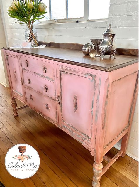 Cartagena Outfits, Pink Nightstand, Pink Painted Furniture, Chalk Paint Furniture Diy, Bench Sofa, Decoupage Papers, Pink Furniture, Pink Chalk, Redesign With Prima