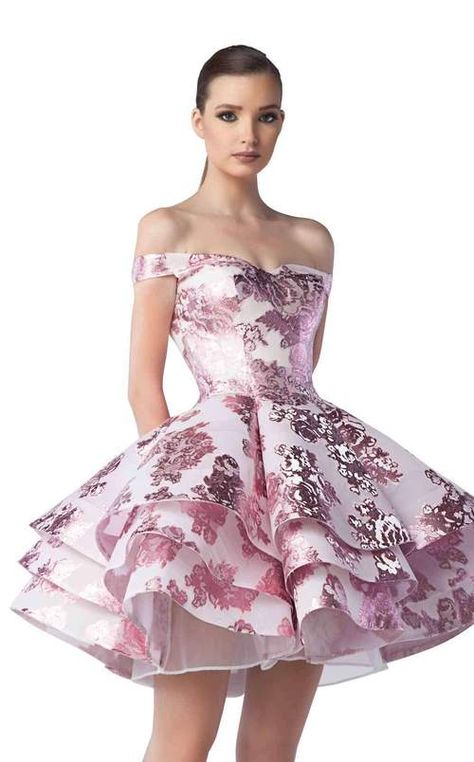 Cocktail Dress Inspiration, 8th Grade Prom Dresses, Edward Arsouni, Short Princess Dress, Modern Filipiniana Dress, Portrait Neckline, Estilo Madison Beer, Filipiniana Dress, Dreamy Dress