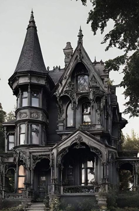 Gothic Victorian Architecture, Gothic Victorian House Plans, Gothic Victorian House Interior, Victorian Era Architecture, Black Victorian House, Anglo Gothic, Old Victorian Homes Interior, Gothic Victorian Homes, Manor Aesthetic