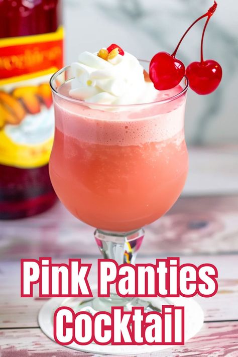 Add some fun to your party with the Pink Panties cocktail, a sweet and fruity drink. Click to find out how to make this delightful cocktail! Pink Panties Drink Recipe, Pink Panties Drink, Pink Lemonade Vodka, Ice Cream Cocktails, Ice Cream Pink, Fruity Treats, Vodka Lemonade, Fruity Drinks, Cocktail Recipes Easy