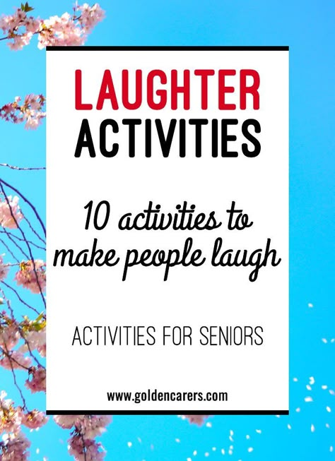 Instilling a culture of humor and laughter into long-term care facilities is good for everyone and may even improve the overall functioning and well-being of your clients. It is important to incorporate funny and amusing activities into your regular program that cater to all tastes. Assisted Living Activities, Senior Citizen Activities, Memory Care Activities, Activities For Seniors, Senior Living Activities, Nursing Home Activities, Therapeutic Recreation, Alzheimers Activities, Cognitive Activities