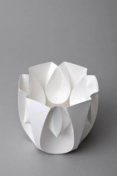 Hexagon Pod is included in the rerelease of Richard Sweeney's Paper Sculpture book Richard Sweeney, Curvilinear Forms, Clay Carving, 3d Forms, Fluid Forms, Paper Structure, Origami And Kirigami, Paper Sculptures, Sweet Paper