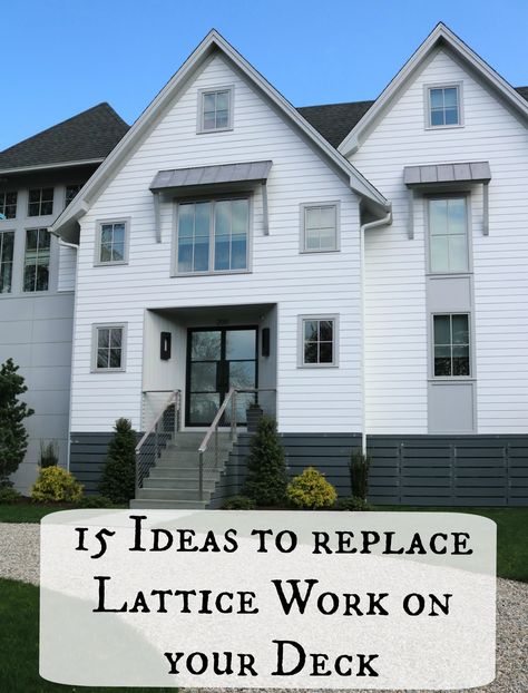 15 Examples Instead of using Lattice under the Deck - Nesting With Grace Replacement For Lattice Under Deck, Replacing Lattice Under Porch, Deck Lattice Alternative, Under Deck Ideas Instead Of Lattice, Lattice Replacement Ideas, Alternatives To Lattice Under Porch, Alternatives To Lattice, Lattice Alternatives Under Decks, Porch Lattice