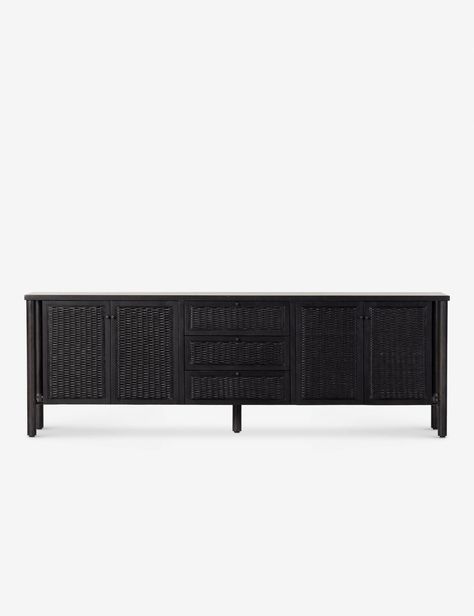 Isaura Cane Panel Media Console Oak Media Console, Media Console Black, Transitional Tv Stand, Cane Panel, Burled Wood Furniture, Media Consoles, Media Console Table, Cordless Table Lamps, Bright Living Room