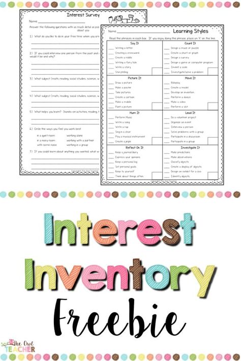 One of the best ways to get to know your new students is through an interest inventory. I love to collect as much information as I can about my students at the start of the school year. I want to know about their likes, their dislikes, their learning style, and so much more. The Purpose ... Read More about Grab this Interest Inventory! Interest Inventory Middle School, Reading Inventory Elementary, Career Interest Inventory Elementary, Reading Inventory Middle School, Student Inventory Elementary, Student Interest Inventory Elementary, Reading Interest Inventory Elementary, Student Interest Survey Elementary, Reading Interest Survey Middle School