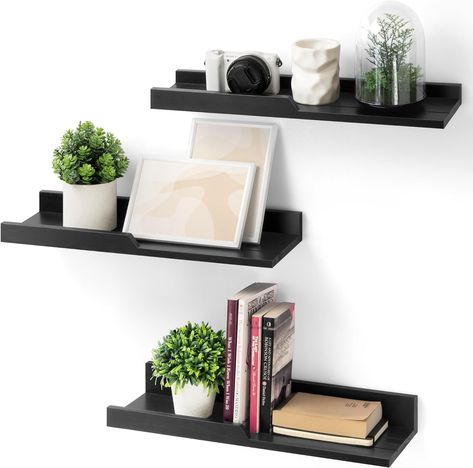 Rebee Vision Modern Floating Shelves Set of 3 : Farmhouse Wall Mounted Bedroom Decor Aesthetic for Multifunctional Storage and Rustic Small Shelf for Apartment Essentials (Stylish Black) Laundry Room Organization Shelves, Bedroom Decor Aesthetic, Over Toilet Storage, Modern Floating Shelves, Black Floating Shelves, Floating Shelf Decor, Small Shelf, Rustic Floating Shelves, Wall Decor Crafts