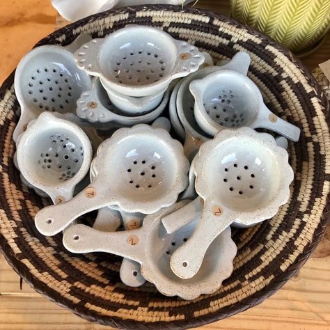 Ceramic Tea Infusers. ﻿ - My Tips and Tea Ceramic Tea Diffuser, Tea Strainer Pottery, Tea Infuser Ceramic, Tea Strainer Ceramic, Ceramic Cookware Handmade, Pottery Tea Strainer, Slabs Ceramics Ideas, Ceramic Tea Strainer, Pottery Tea Pots