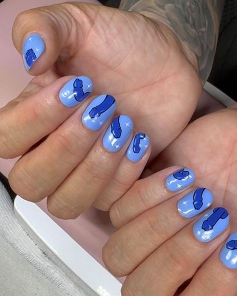 Hey, Nice Nails! on Instagram: "Blue balls and dicks for #heathersnicenails 🫣💙✨ 

@from_the_nail_korea no.10 
@kokoistusa E-15 Sapphire Night, Markers Line Black + White & Ultra Glossy Top Coat - HNN10 discount code" Nail Korea, Nice Nails, Blue Ball, Top Coat, Discount Code, Fun Nails, Markers, Nail Designs, Sapphire