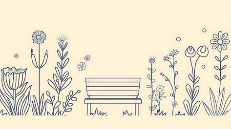 Premium Photo | A simple line drawing of a park bench in a garden Bench Drawing Simple, Park Bench Drawing, Garden Drawing Simple, Bench Drawing, Simple Line Drawing, Most Popular Flowers, Garden Drawing, Simple Line Drawings, Stationery Templates