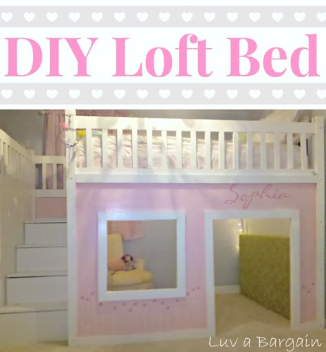 I love love love this DIY project for a dreamy loft bed & girl's playhouse - oh and there is storage! Playhouse Loft Bed Diy, Diy Loft Bed For Kids, Diy Seng, Playhouse Loft, Loft Bed Storage, Diy Playhouse Plans, Playhouse Loft Bed, Girls Loft Bed, Build A Loft Bed