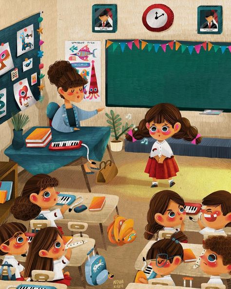 Class Illustration School, Classroom Illustration School, Class Drawing School, Children's Book Illustration Styles, Preschool Illustration, Confidence Drawing, Childhood Illustration, Classroom Illustration, Classroom Drawing