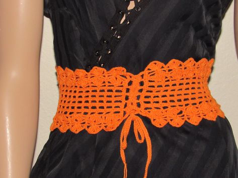 Gothic Belt, Orange Corset, Corset Waist Belt, Crochet Orange, Orange Belt, Lace Belt, Crochet Belt, Ren Fest, Corset Waist