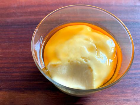 Microwave 1 Egg Yolk Custard – Hiroko's Recipes Egg Custard For One, Dairy Free Egg Custard, Microwave Custard For One, Whole Egg Custard, Quick Custard Recipes, Egg Yolks Uses, Microwave Egg Custard, Cooked Custard Recipe, Egg Yolk Recipes Leftover