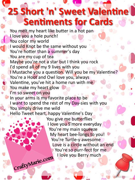 Valentine's day quotes and short sentiments for cards and crafts Sentiments For Cards, Valentines Card Sayings, Valentines Day Card Sayings, Cute Valentine Sayings, Valentine Verses, Short Valentine Quotes, Cute Valentines Day Quotes, Best Valentines Day Quotes, Valentines Quotes Funny