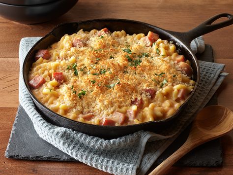 SPAM® Classic One Skillet Mac and Cheese | SPAM® Brand Spam And Mac And Cheese Recipe, Spam Hotdish, Spam Casserole Recipes, Spam Mac And Cheese, Spam Recipes Dinners, Skillet Mac And Cheese, Spam Recipes, Easy Cheese Recipes, One Skillet Meals