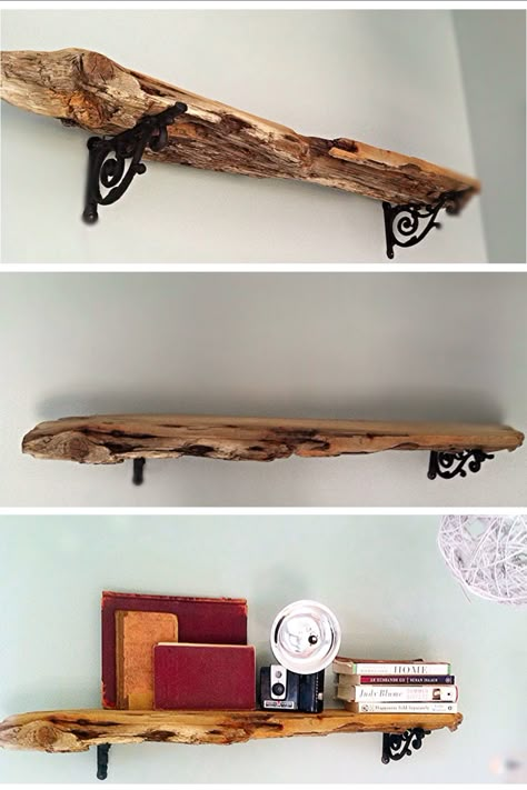 Rustic Driftwood Decor, Drift Wood Shelf, Driftwood Crafts Ideas Rustic, Drift Wood Floating Shelves, Unique Wood Shelves, Drift Wood Shelves, Driftwood Floating Shelves, Driftwood Shelf Diy, Driftwood Projects Unique