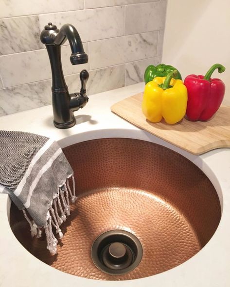 Ducreux Copper Bar and Prep Kitchen Sink by Sinkology Vegetable Sink, Kitchen Prep Sink, Copper Bar Sink, Bar Prep, Copper Kitchen Sink, Copper Fixture, Prep Sink, Interior Decorating Tips, Copper Bar