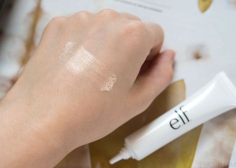 e.l.f. Highlighting Dewy Drops liquid highlighter swatch Liquid Highlighter Drugstore, Dewy Drops, Highlighter Tips, Glossier Highlighter, Elf Highlighter, Highlighter Swatches, Highlights Makeup, Mommy Makeup, Skincare Ideas