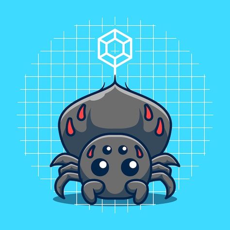 Spider Vector Illustrations, Cute Spider Cartoon, Spider Cartoon Drawing, Jumping Spider Drawing, Cute Spider Drawing, Spider Character, Spider Cute, Spider Oc, Auto Tattoo