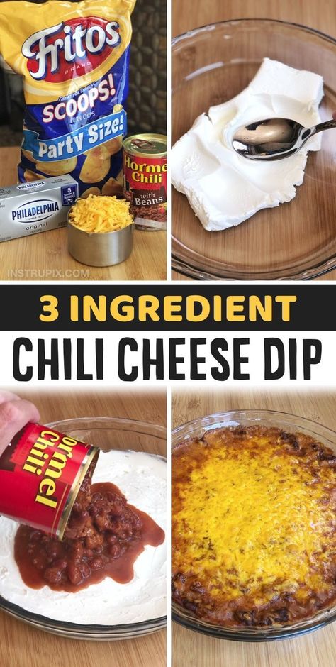 3 Ingredient Chili, Chili Cream Cheese Dip, Chili Cheese Dip, Appetizers Easy Dips, Chili Cheese Dips, Beer Cheese Dip, Football Snacks, Cream Cheese Dips, Quick And Easy Appetizers