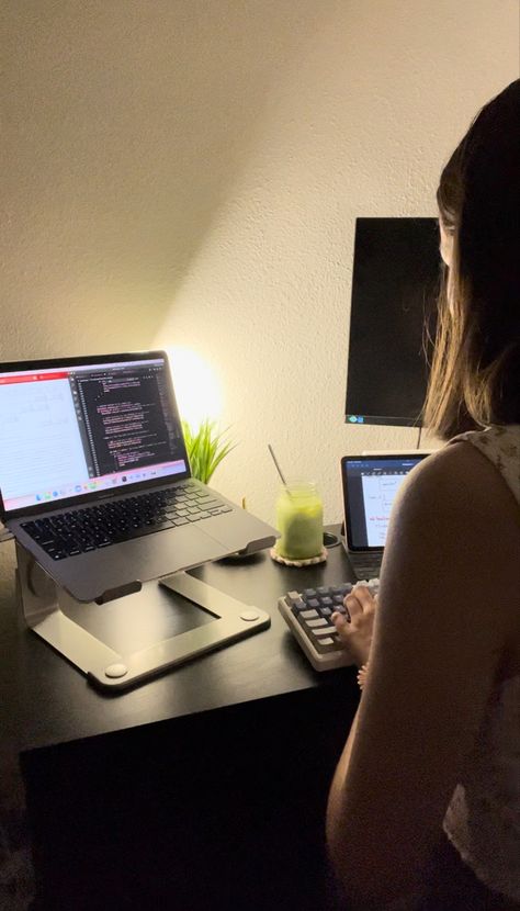 pink programming coding matcha study school aesthetic nighttime || woman in STEM Woman In Stem Aesthetic Pink, Women In Stem Aesthetic, Stem Aesthetic, Woman In Stem, Women In Stem, Programming Code, Study Inspo, Study Aesthetic, True North