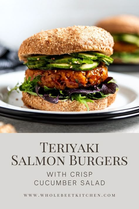 Dinners With Salmon, Salmon Burger Toppings, Fun Family Dinners, Vegan Mediterranean Recipes, Eating For Blood Type, Grilled Salmon Burgers, Mexican Meatball Soup, Salmon Burger Recipe, Recipes For Clean Eating