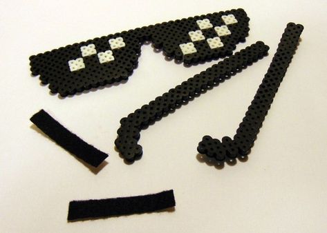 Perler Bead glasses pieces Deal With It Glasses, Patterns For Bracelets, Hamma Beads Ideas, Easy Perler Bead Patterns, Pixel Beads, Pearl Beads Pattern, Easy Perler Beads Ideas, Art Perle, Hama Beads Design