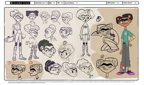 Clone High Characters, Clone High Concept Art, Total Drama Concept Art, Clone High Character Design, Frida Kahlo Clone High Fanart, Clone High Redesign, Clone High Art Style, Clone High Oc, Clone High Fanart