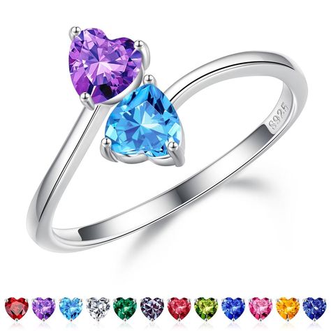 PRICES MAY VARY. GIFTS FOR WOMEN: Our double birthstone rings are available in 78 styles. You can give your wife, girlfriend, mom or other your love a big surprise on Mother's Day, Birthday, Christmas, Valentine's Day or other special occasions. Our elaborate double birthstone, one representing your birth month and one representing hers. When she wear this ring, she will genuinely happy for this. MEANING: Adjustable ring with double heart birthstone symbolizes your forever love for the special w Birthstone Ring For Mom, Cute Promise Rings Girlfriends, Garnet Birthstone Rings, Cute Promise Rings, Garnet Birthstone, January Birthstone Rings, Promise Rings For Her, Christmas Gifts For Women, Birthday Gifts For Women