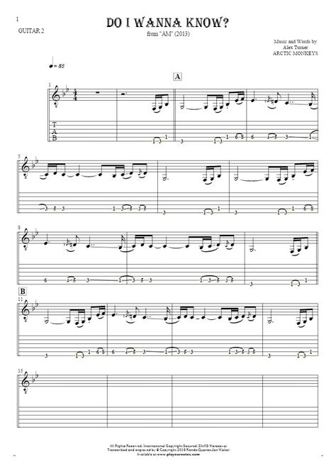 Do I Wanna Know? sheet music by Arctic Monkeys. From album AM (2013). Part: Notes and tablature for guitar - guitar 2 part. Do I Wanna Know Tabs Guitar, Notes For Guitar, Do I Wanna Know Guitar Tab, Do I Wanna Know Guitar, Guitar Boyfriend, Chord Piano, Acoustic Guitar Notes, Bass Guitar Notes, Tabs Guitar