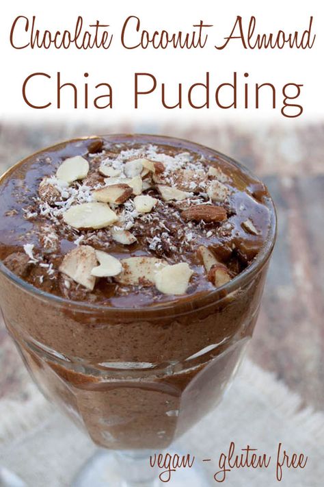 Chocolate Coconut Almond Chia Pudding (vegan, gluten free) - This sweet pudding is made with rich coconut milk and layered with chocolate coconut almond butter. Coffee Chia Pudding, Almond Chia Pudding, Vegan Rice Crispy Treats, Thai Coffee, Chia Pudding Recipe, Coconut Chia Pudding, Vegan Whipped Cream, Chocolate Chia Pudding, Coconut Chia